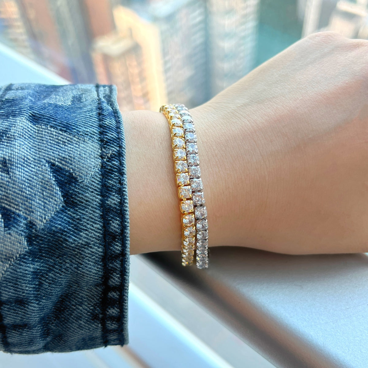 [Lumi Jewellery]Sparkling Radiant Princess Cut Tennis Bracelet