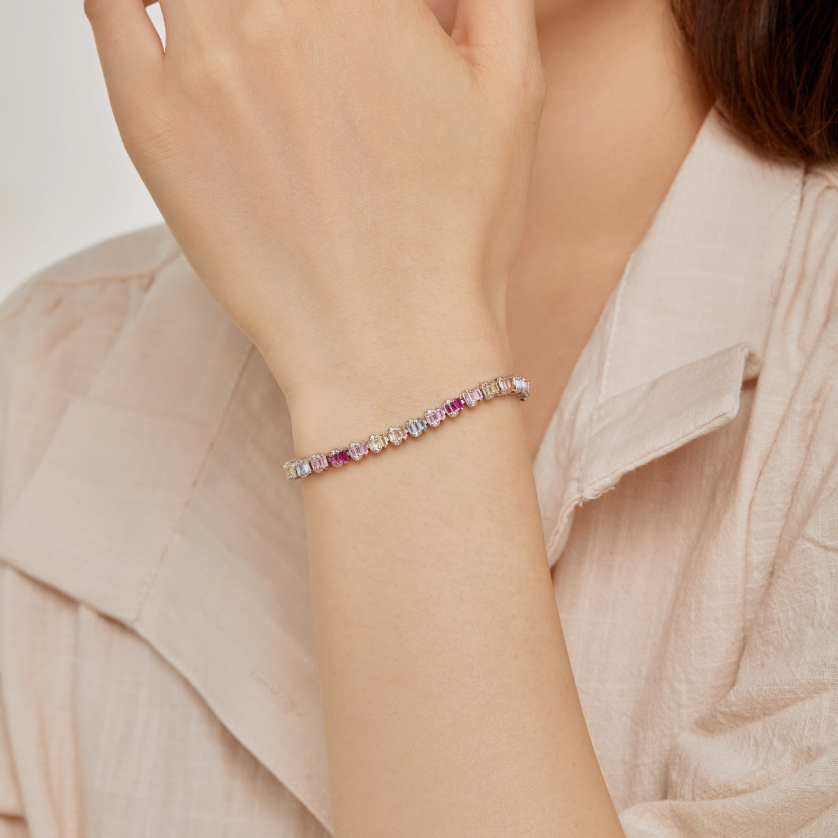 [Lumi Jewellery]Delicate Colorful Emerald Cut Party Bracelet