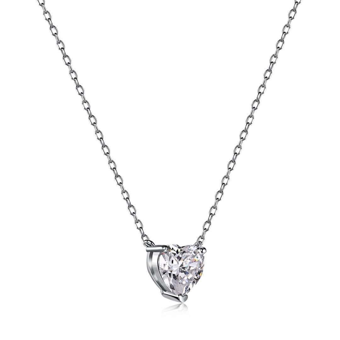 [Lumi Jewellery]Heart Shape Main Stone Pendant Collarbone Necklace