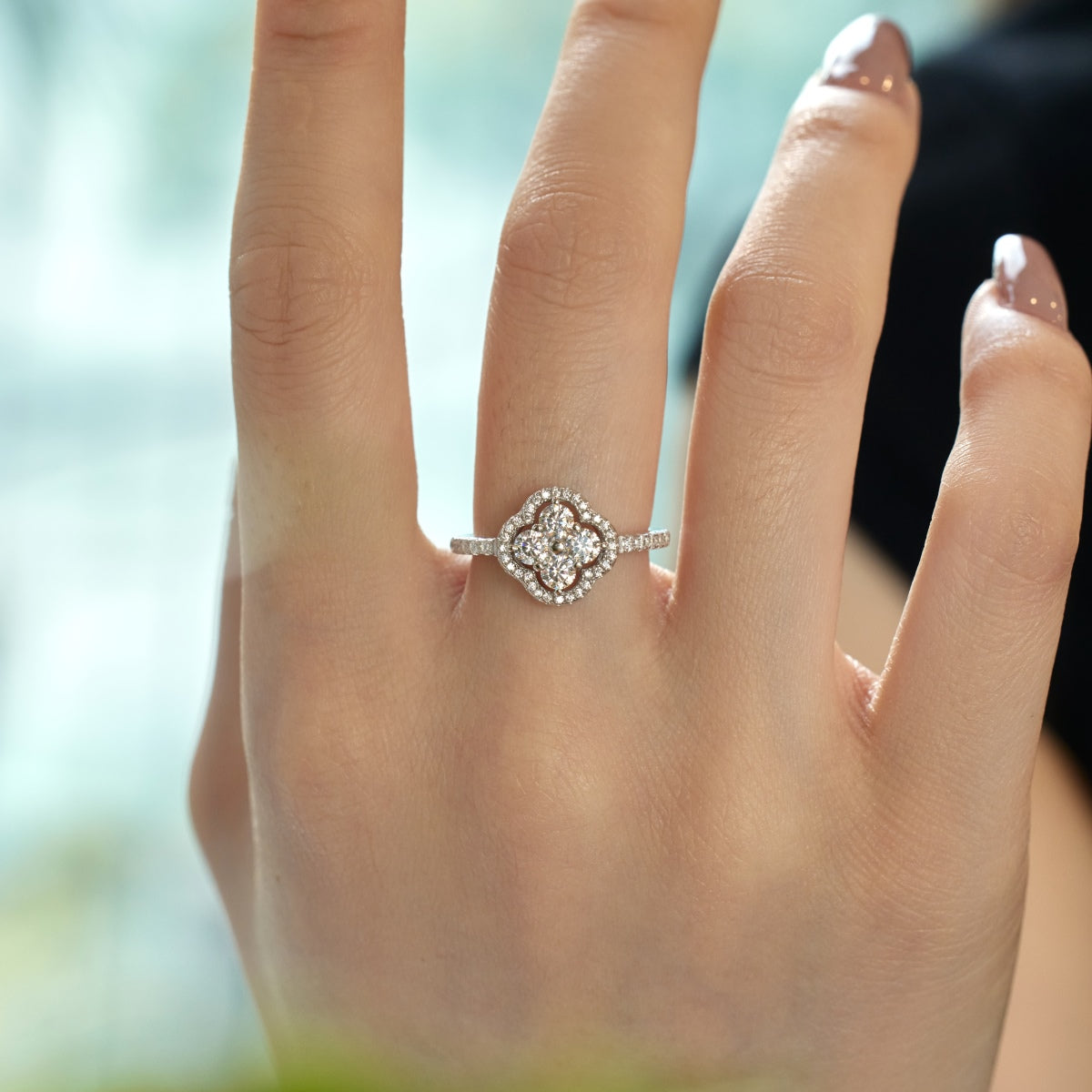 [Lumi Jewellery]Four Leaf Clover Flower Design Ring