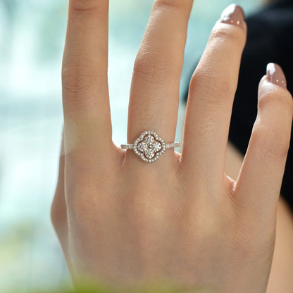 [Lumi Jewellery]Four Leaf Clover Flower Design Ring