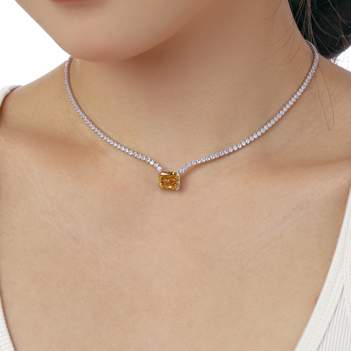 [Lumi Jewellery]4.0 Carat Elegant Radiant Cut Necklace
