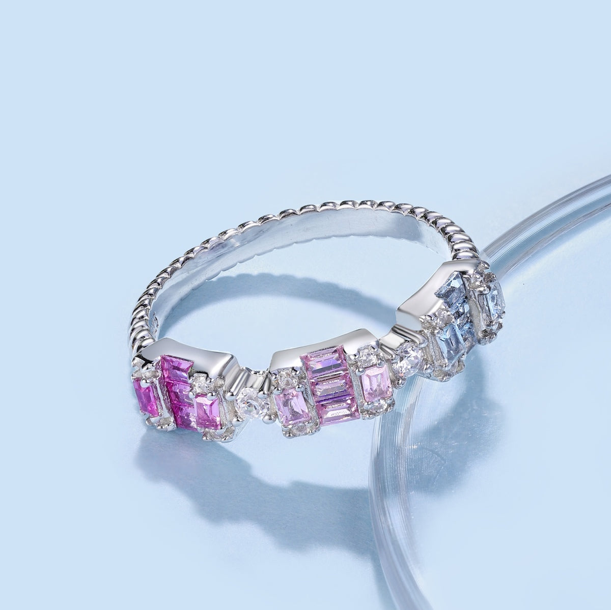 [Lumi Jewellery]Unique Colorful Emerald Cut Party Ring