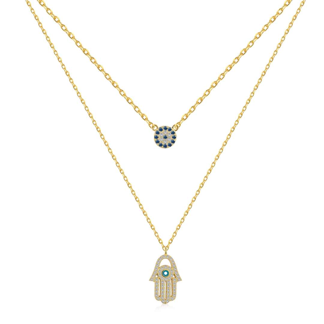 [Lumi Jewellery]Demon Eye Hamsa Palm Necklace
