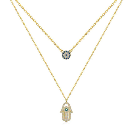 [Lumi Jewellery]Demon Eye Hamsa Palm Necklace