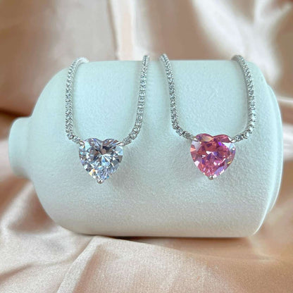 [Lumi Jewellery]8.0 Carat Versatile Colorful Sweet Heart-Shaped Tennis Necklace