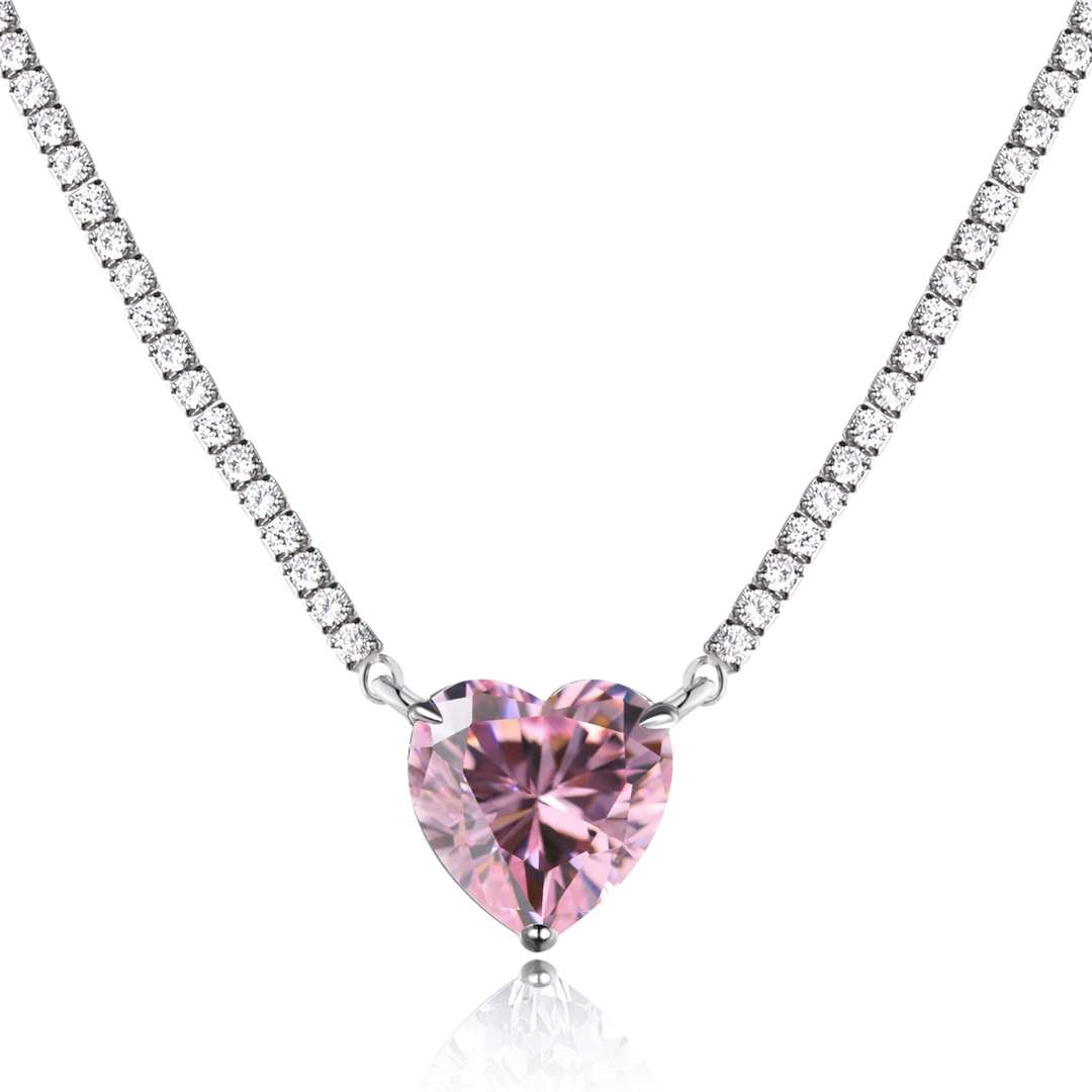 [Lumi Jewellery]8.0 Carat Versatile Colorful Sweet Heart-Shaped Tennis Necklace