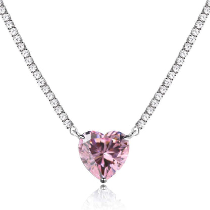 [Lumi Jewellery]8.0 Carat Versatile Colorful Sweet Heart-Shaped Tennis Necklace