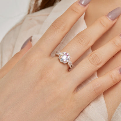 [Lumi Jewellery]Delicate Colorful Round Cut Flower Shape Wedding Ring