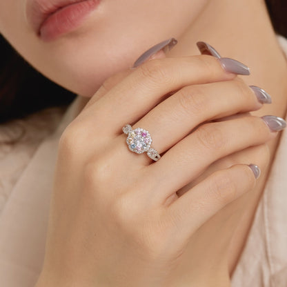 [Lumi Jewellery]Delicate Colorful Round Cut Flower Shape Wedding Ring