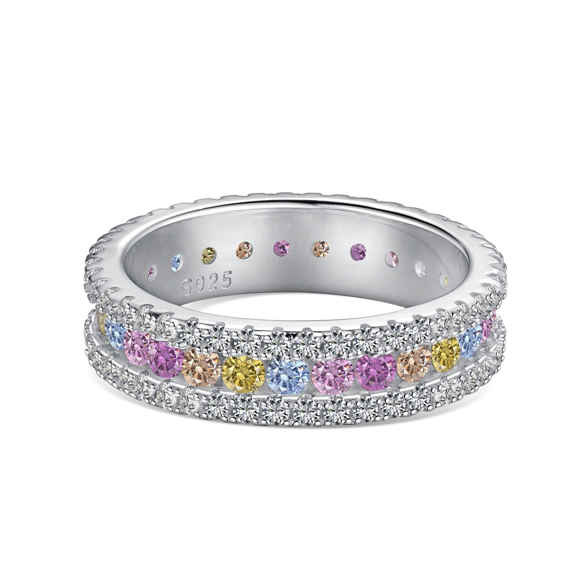 [Lumi Jewellery]Delicate Colorful Round Cut Daily Ring