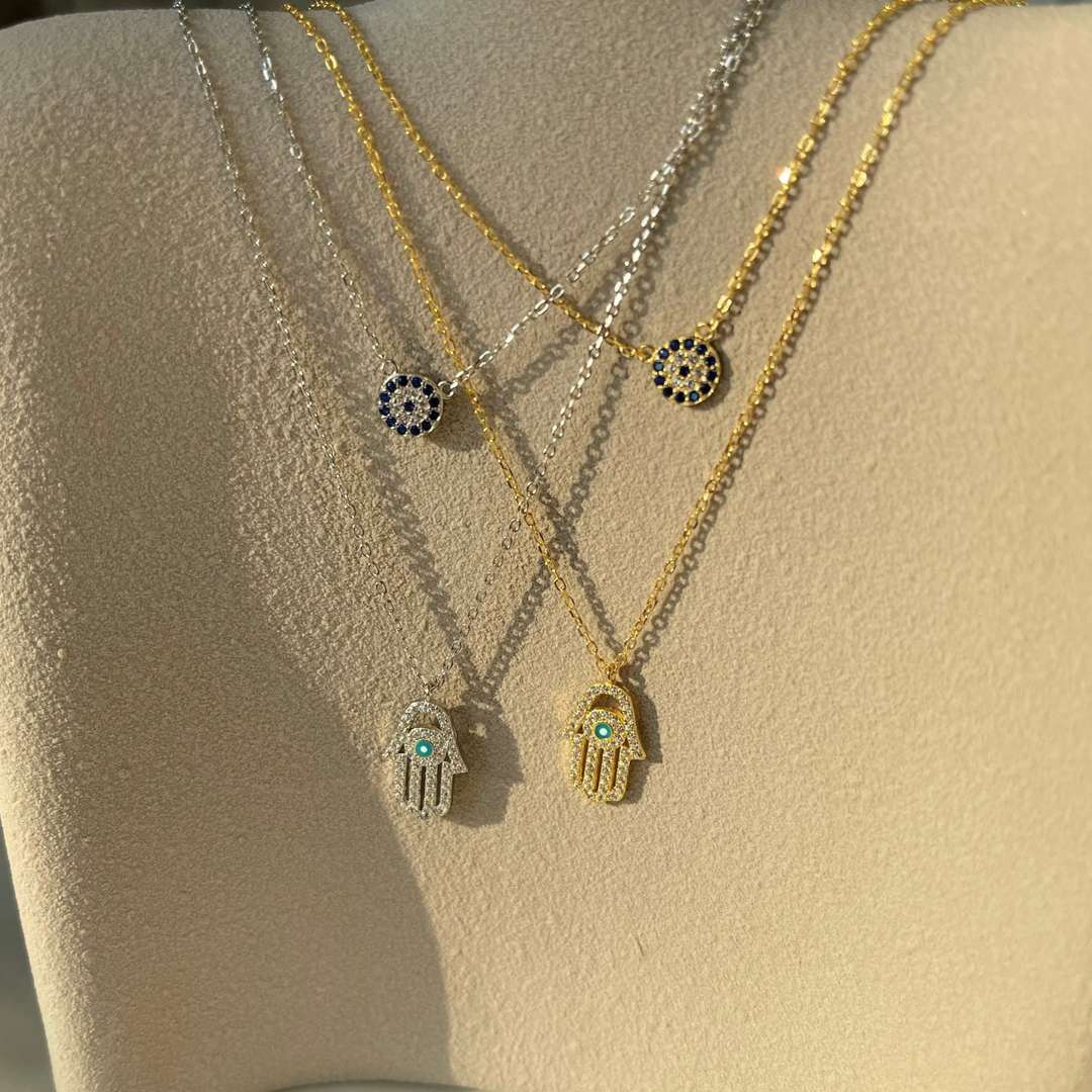 [Lumi Jewellery]Demon Eye Hamsa Palm Necklace