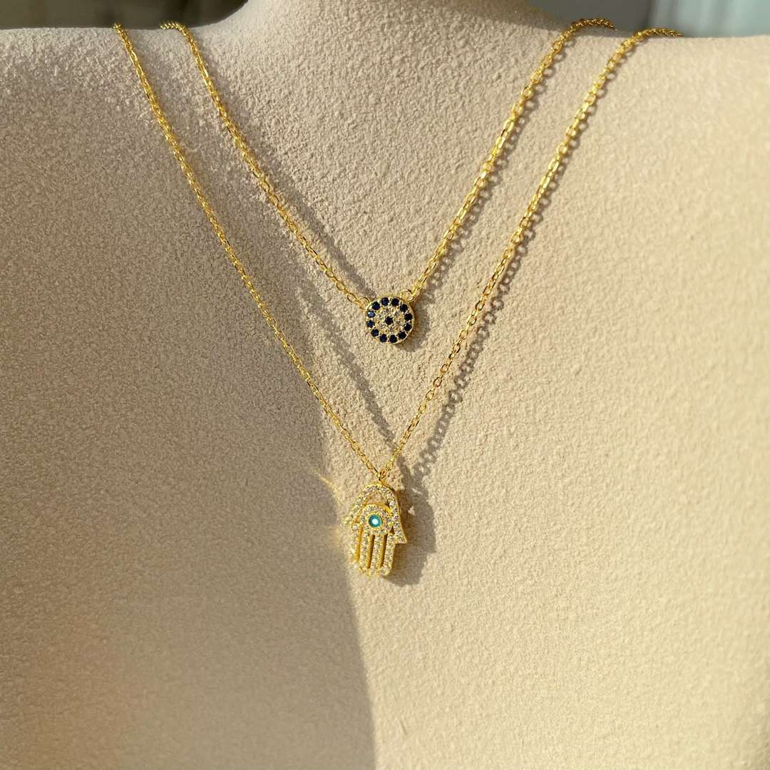 [Lumi Jewellery]Demon Eye Hamsa Palm Necklace