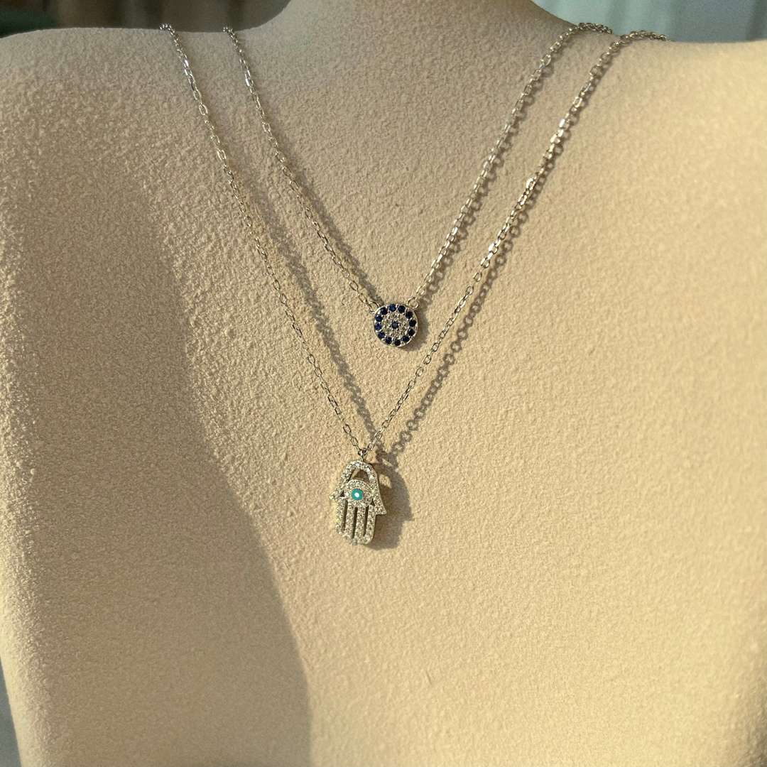 [Lumi Jewellery]Demon Eye Hamsa Palm Necklace