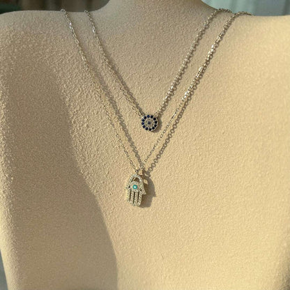 [Lumi Jewellery]Demon Eye Hamsa Palm Necklace