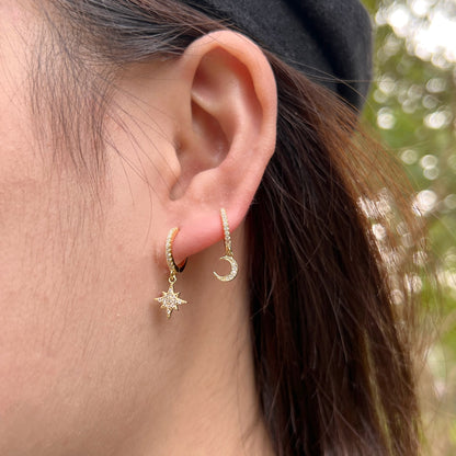 [Lumi Jewellery]Star and Moon Asymmetric Earrings