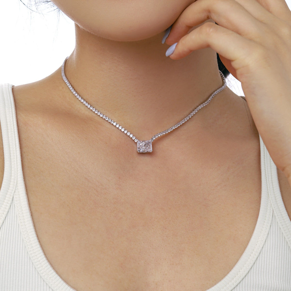 [Lumi Jewellery]4.0 Carat Elegant Radiant Cut Necklace