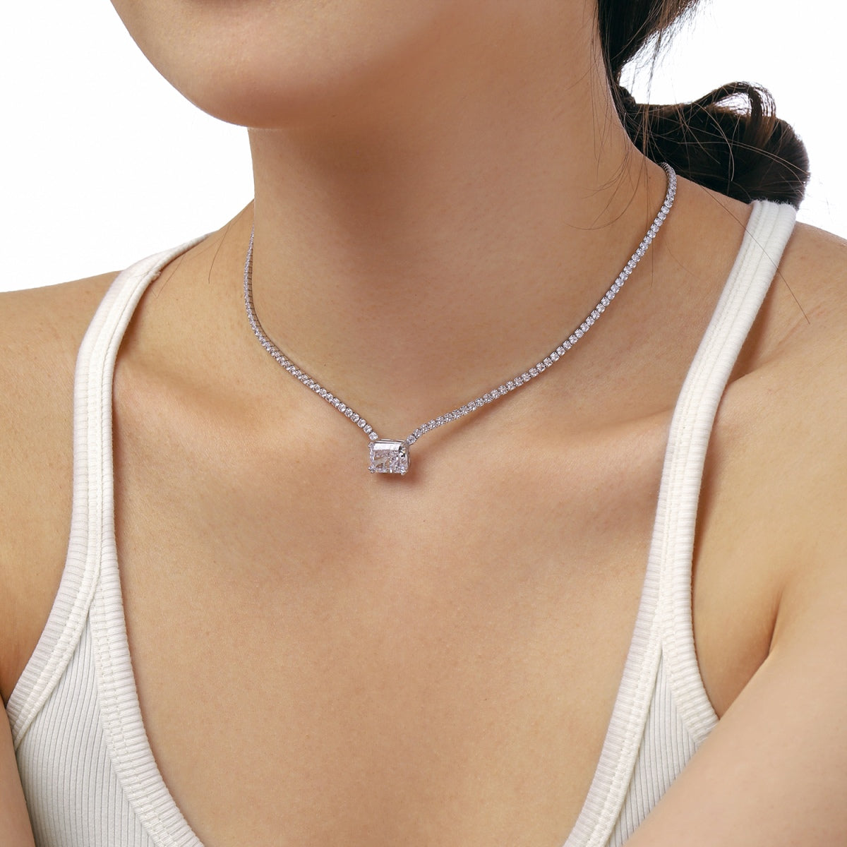 [Lumi Jewellery]4.0 Carat Elegant Radiant Cut Necklace