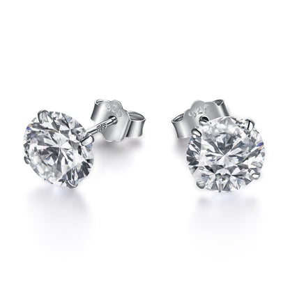 [Lumi Jewellery]Stylish Shiny Round Center Stone Stud Earrings