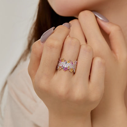[Lumi Jewellery]Luxurious Colorful Radiant Cut Daily Ring