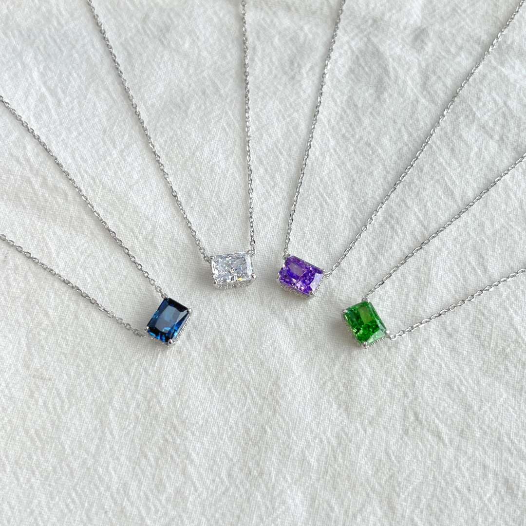 [Lumi Jewellery]Luxurious Square Shape Colorful Necalack