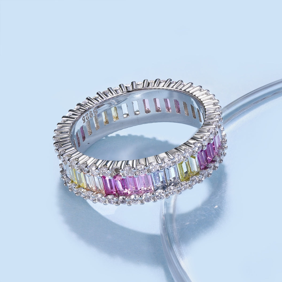 [Lumi Jewellery]Dainty Kaleidoscopic Emerald Cut Daily Ring