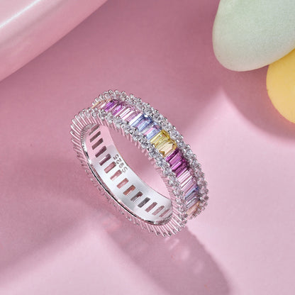 [Lumi Jewellery]Dainty Kaleidoscopic Emerald Cut Daily Ring