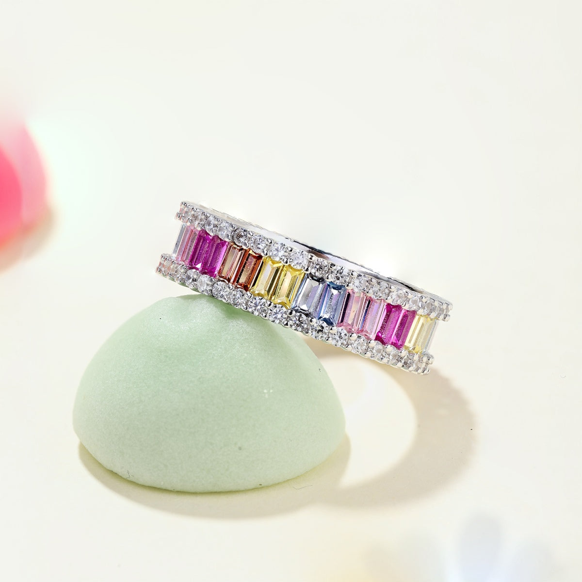 [Lumi Jewellery]Dainty Kaleidoscopic Emerald Cut Daily Ring