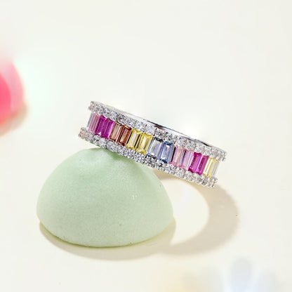 [Lumi Jewellery]Dainty Kaleidoscopic Emerald Cut Daily Ring
