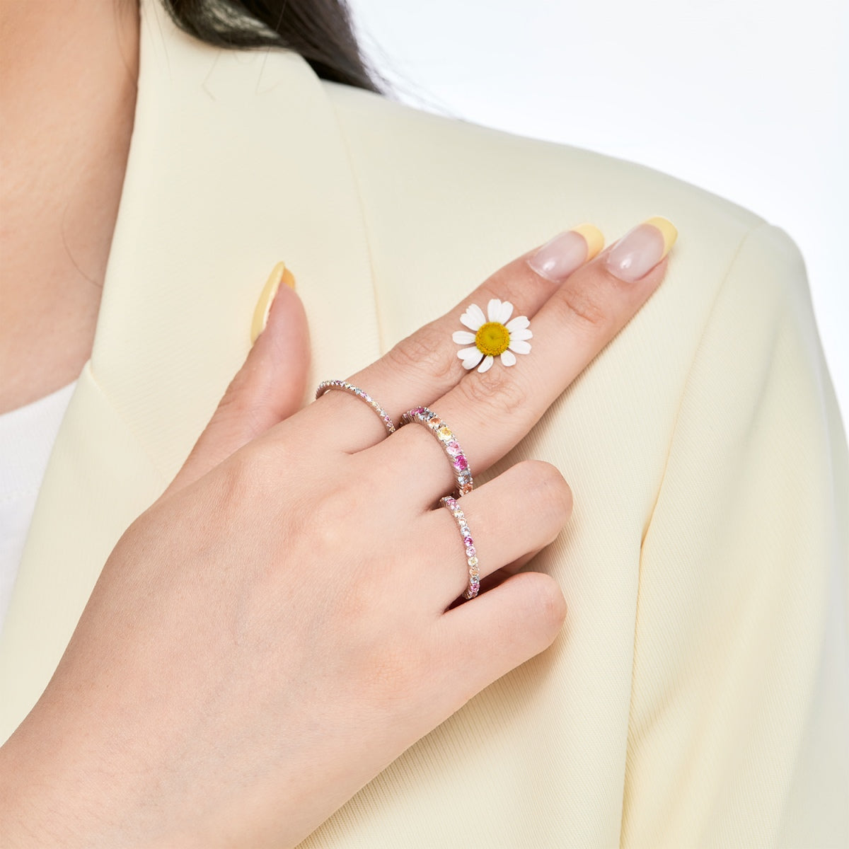 [Lumi Jewellery]Dazzling Lustrous Round Cut Tennis Ring