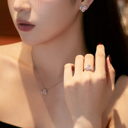 [Lumi Jewellery]Ornate Flower Shape Pear Cut Lover Earrings
