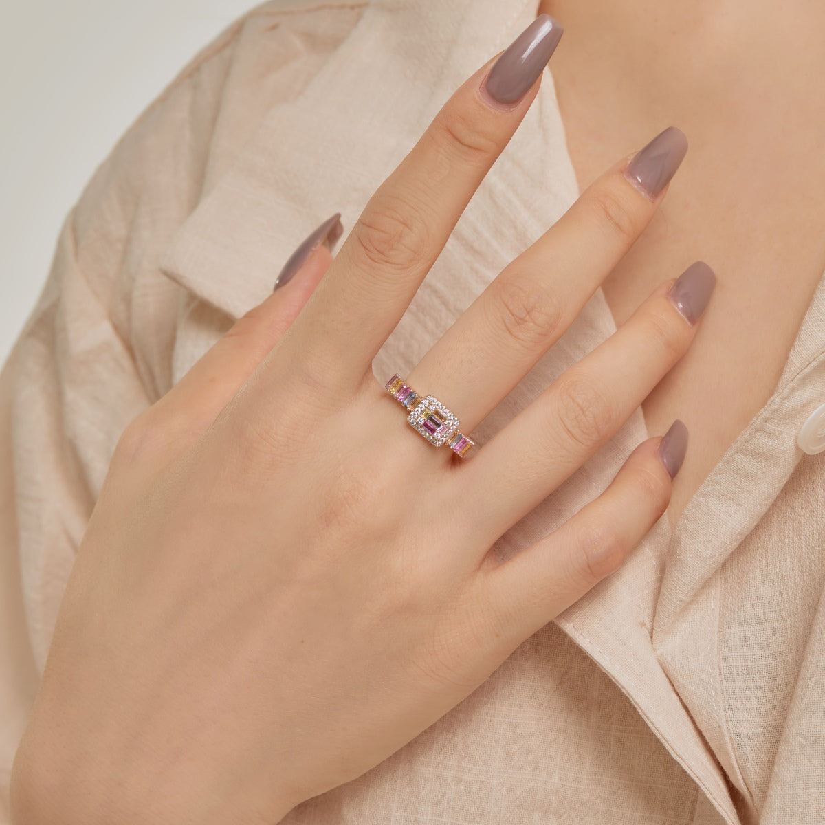[Lumi Jewellery]Exquisite Colorful Radiant Cut Party Ring