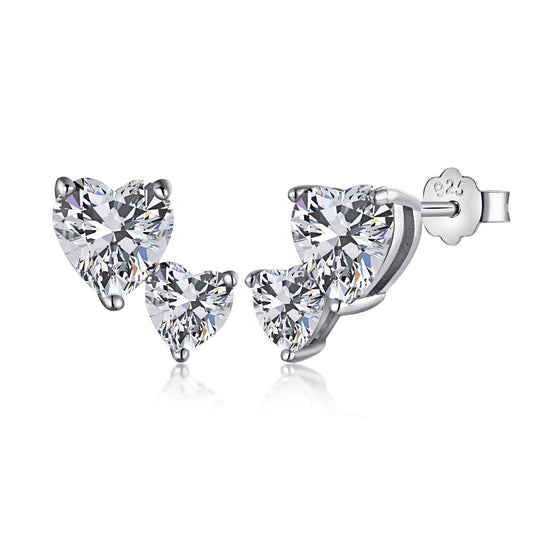 [Lumi Jewellery]Double Heart-Shape Classic Princess Style Earrings