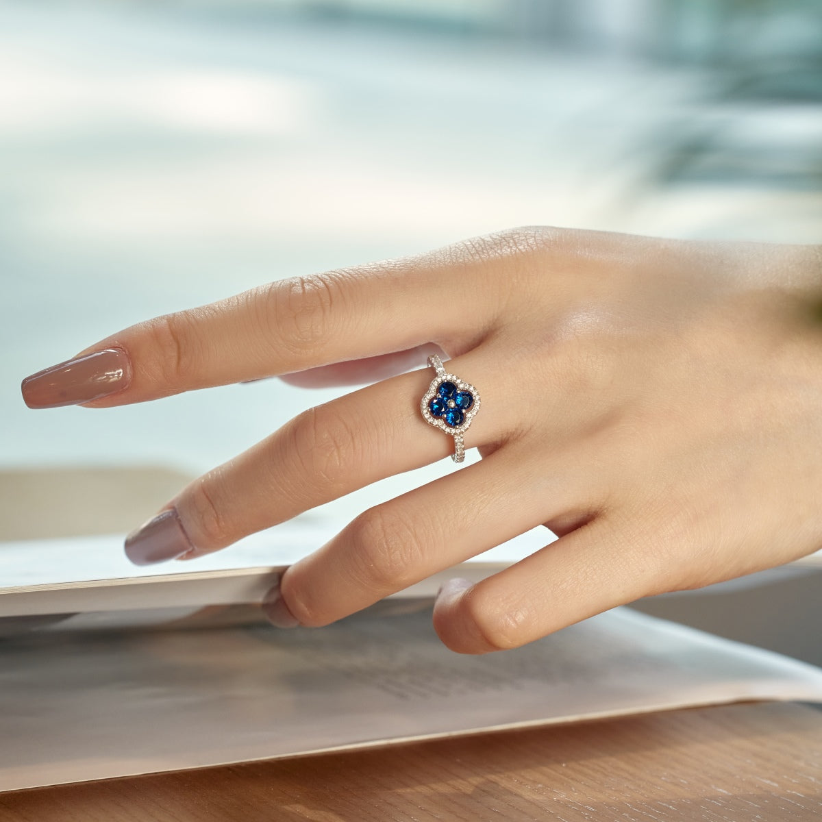 [Lumi Jewellery]Four Leaf Clover Flower Design Ring