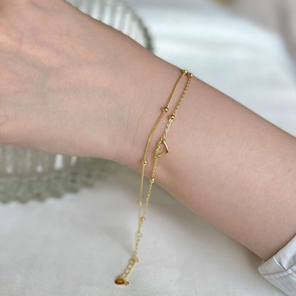 [Lumi Jewellery]Dainty Double Layer Love Heart Bracelet