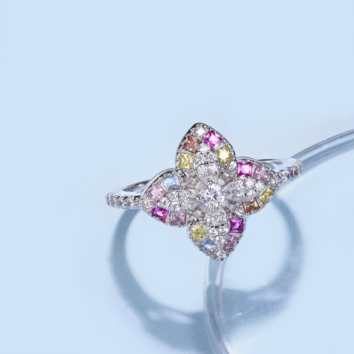 [Lumi Jewellery]Luxurious Colorful Flower Shape Banquet Ring