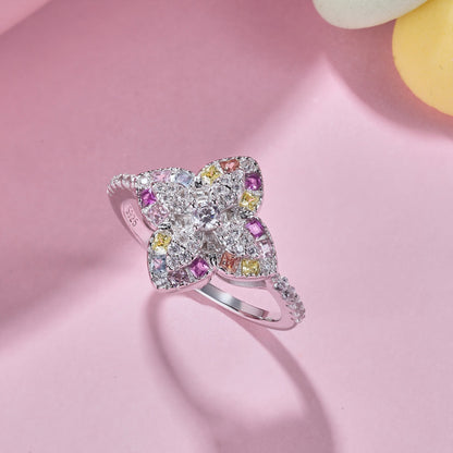 [Lumi Jewellery]Luxurious Colorful Flower Shape Banquet Ring