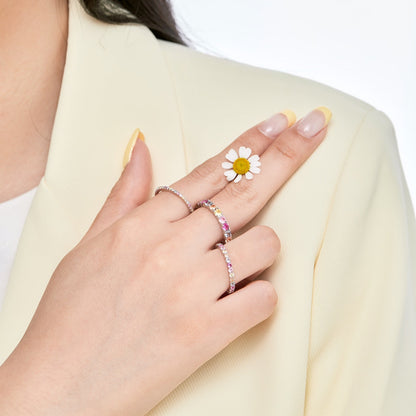 [Lumi Jewellery]Ornate Colorful Round Cut Tennis Ring