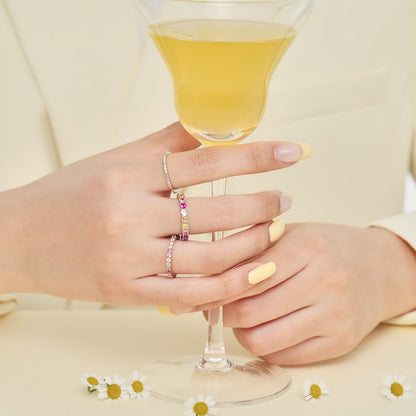 [Lumi Jewellery]Ornate Colorful Round Cut Tennis Ring