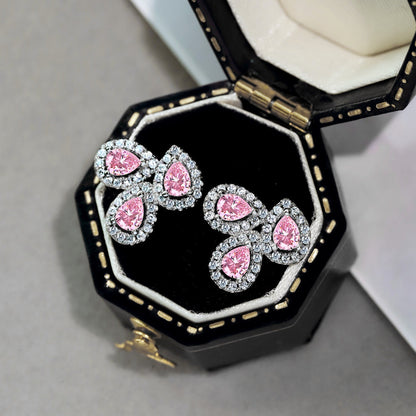 [Lumi Jewellery]Ornate Flower Shape Pear Cut Lover Earrings