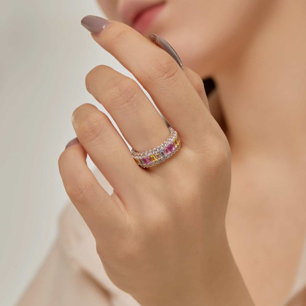 [Lumi Jewellery]Dainty Colorful Radiant Cut Daily Ring