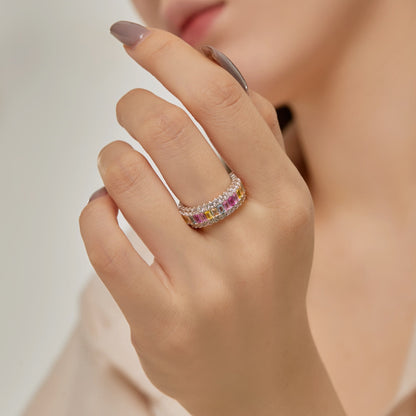 [Lumi Jewellery]Dainty Colorful Radiant Cut Daily Ring