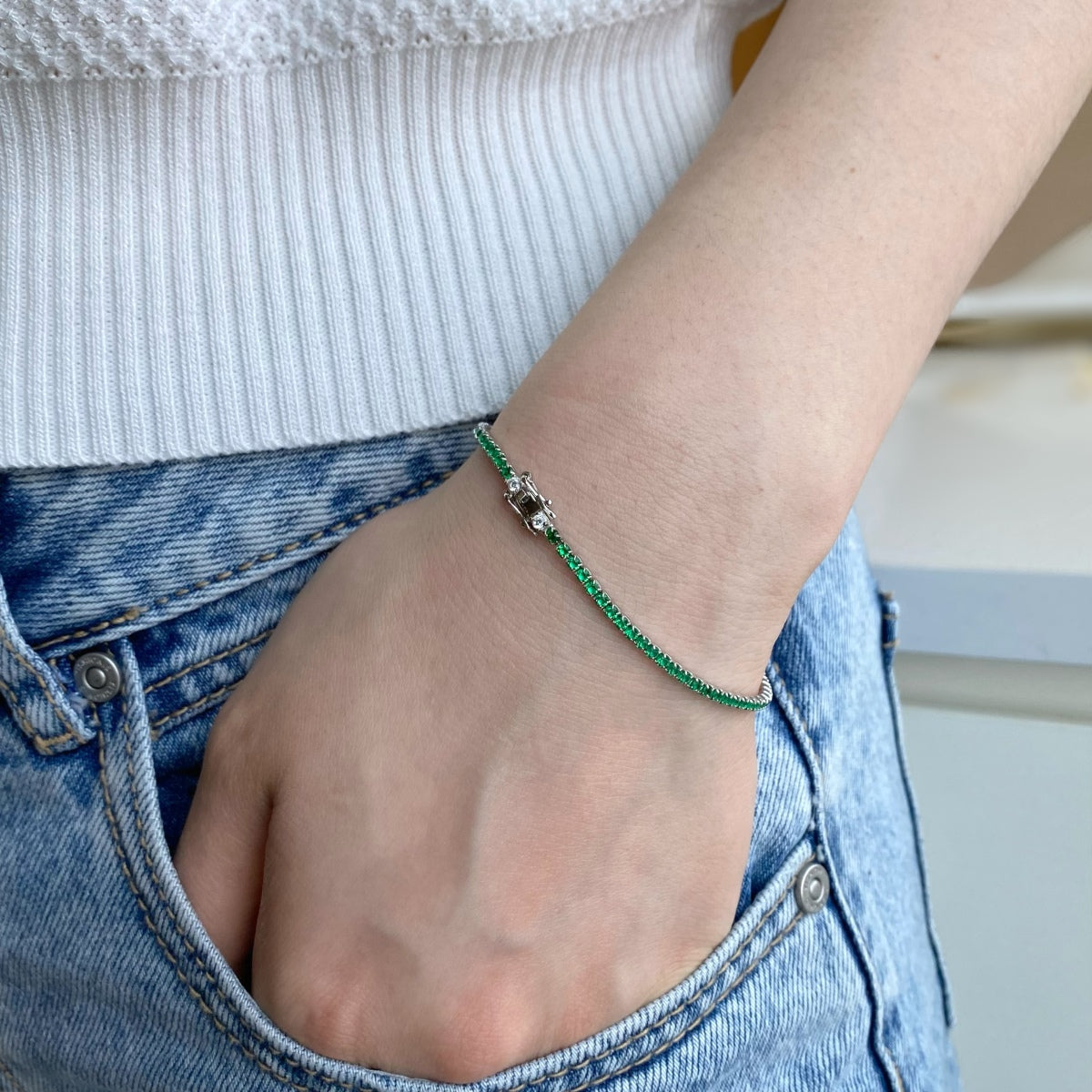 [Lumi Jewellery]Dazzling Colorful Round Cut Daily Bracelet