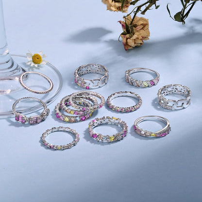 [Lumi Jewellery]Dazzling Lustrous Round Cut Tennis Ring