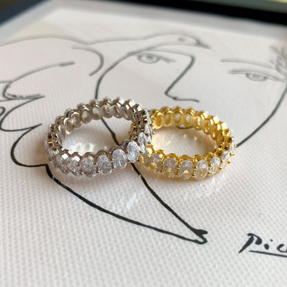 [Lumi Jewellery]Ornate Oval Cut Tennis Ring