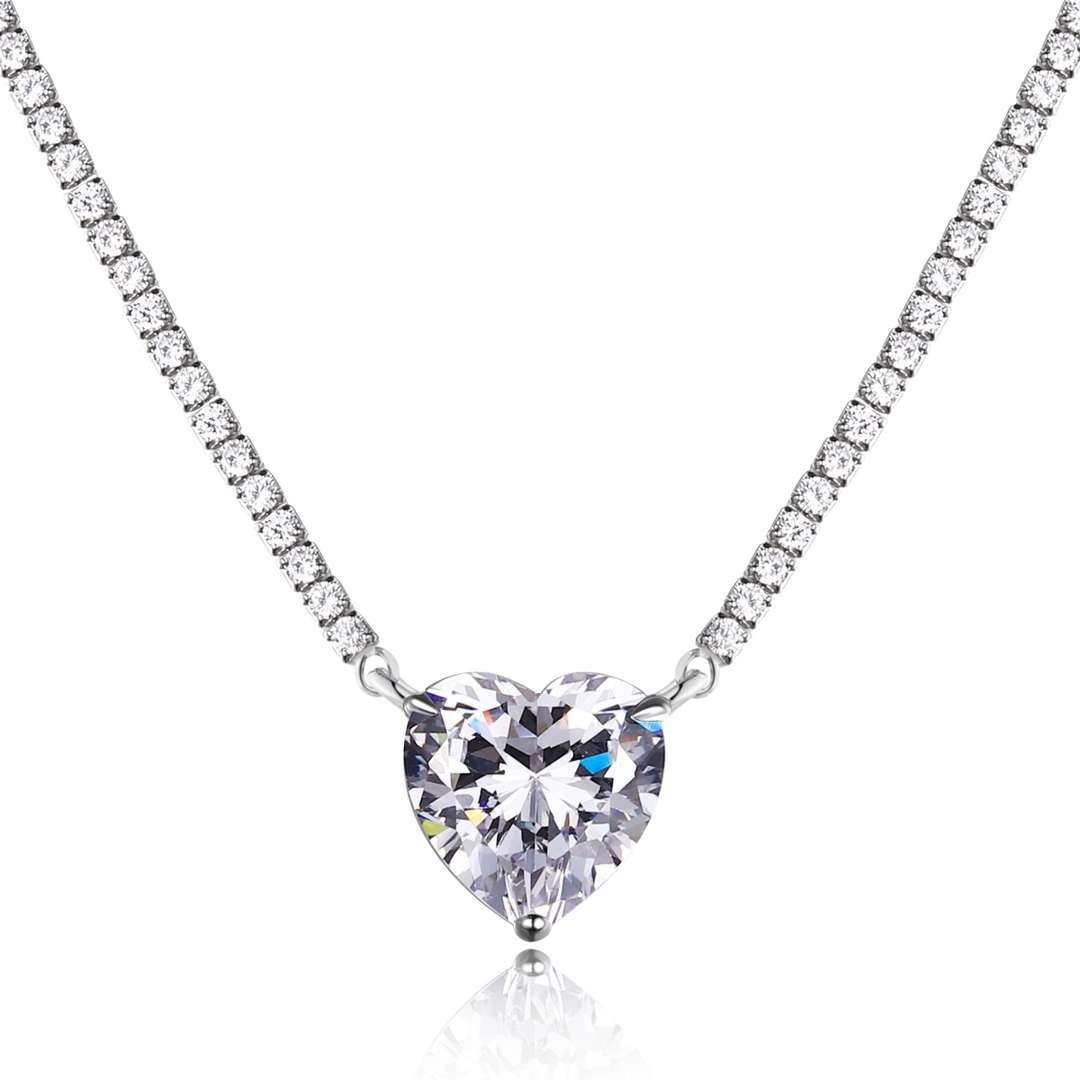[Lumi Jewellery]8.0 Carat Versatile Colorful Sweet Heart-Shaped Tennis Necklace