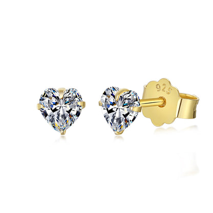 [Lumi Jewellery]Sparkling Heart Shaped Simple Earrings