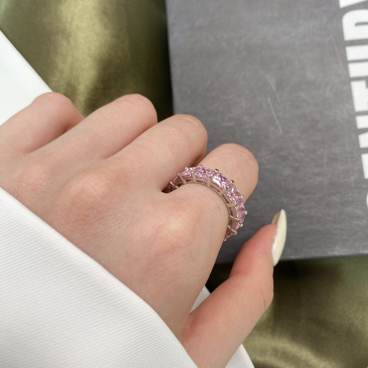 [Lumi Jewellery]Elegant Princess Cut Tennis Ring
