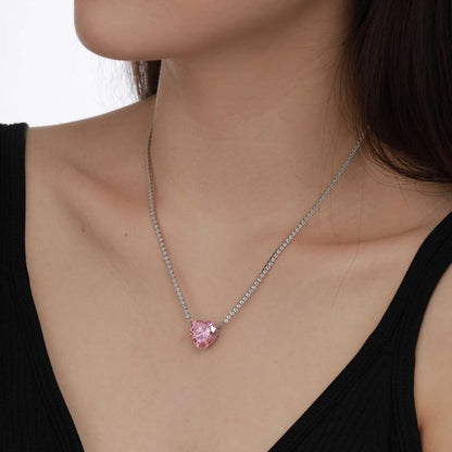 [Lumi Jewellery]8.0 Carat Versatile Colorful Sweet Heart-Shaped Tennis Necklace
