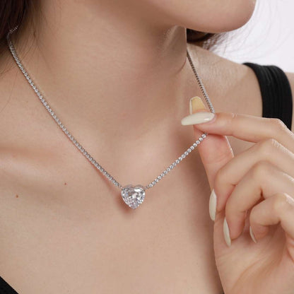[Lumi Jewellery]8.0 Carat Versatile Colorful Sweet Heart-Shaped Tennis Necklace